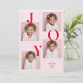 Modern JOY Photo Christmas Card | Red & Pink  シーズンカード (スタンド正面)
