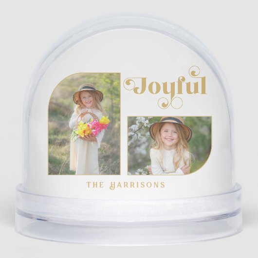 Modern Joyful Half Arch 2-Photo Snow Globe (正面)