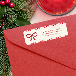 Modern Joyful Holidays Red Bow ラベル