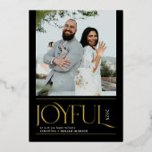 Modern Joyful Married Newlywed Merry Christmas 箔シーズンカード (正面)