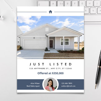 Modern Just Listed Two-Sided Real Estate Marketing チラシ