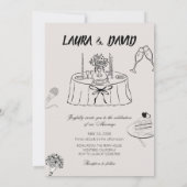 Modern Just Love Wedding Party-Minimalist Line Art 招待状 (裏面)