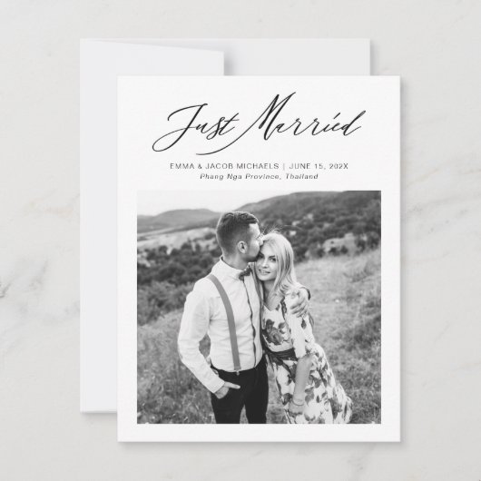 Modern Just Married Calligraphy Wedding Elopement (正面)