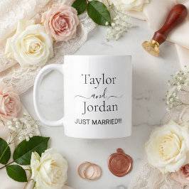 Modern "Just Married" Wedding Minimalist  ジャンボコーヒーマグカップ