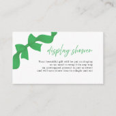Modern Kelly Green Coquette Bow Display Shower エンクロージャーカード (正面)