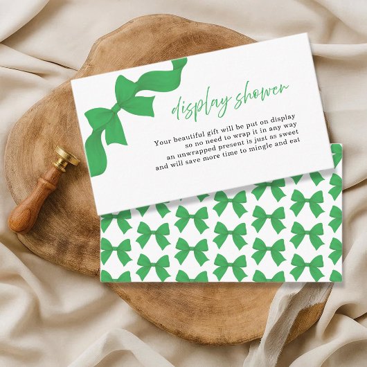 Modern Kelly Green Coquette Bow Display Shower エンクロージャーカード
