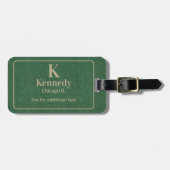  Modern Khaki Lettering on Green Denim Print ラゲッジタグ (正面横)