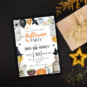 Modern Kids and Adults Halloween Party 招待状