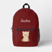 Modern Kids' Backpack with Bear - Personalized プリントバックパック (正面)