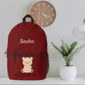 Modern Kids' Backpack with Bear - Personalized  プリントバックパック