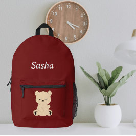 Modern Kids' Backpack with Bear - Personalized  プリントバックパック