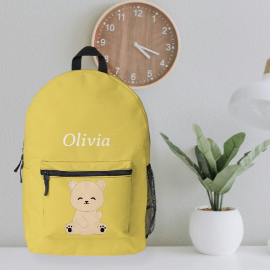 Modern Kids' Backpack with Bear - Personalized  プリントバックパック