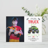 Modern Kids Monster Truck Birthday Party 招待状 (スタンド正面)