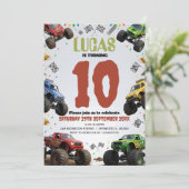 Modern Kids Monster Trucks Birthday Party 招待状 (スタンド正面)