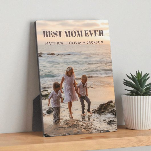 Modern Kids Names Personalized Best Mom Ever Photo フォトプラーク