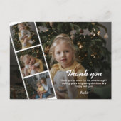Modern Kids Photo Christmas Holiday Thank You ポストカード (正面)