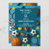 Modern Kids Sports Birthday Invitation 招待状 (正面/裏面)