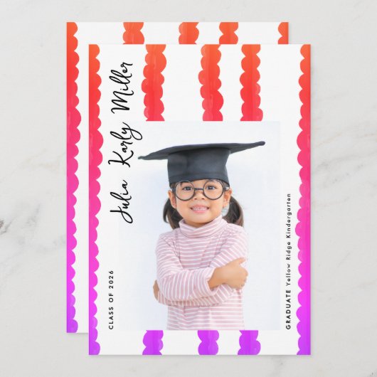 Modern Kindergarten Photo Class of 2026 Graduation 案内状 (正面/裏面)