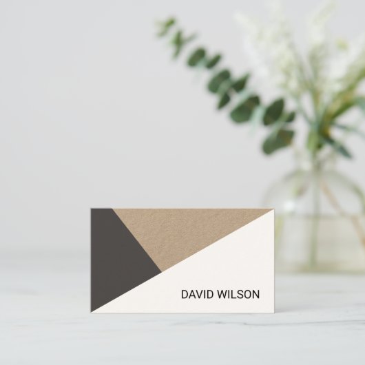 Modern Kraft Paper Grey White Geometric Consultant 名刺 (スタンド正面)
