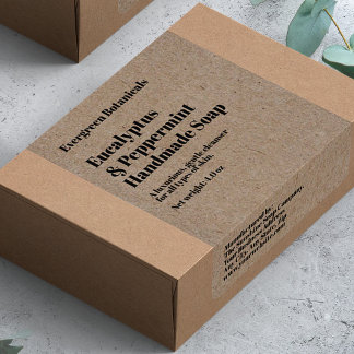 Modern Kraft Paper Style Soap Packaging Label ラベル