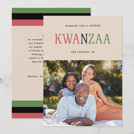 Modern Kwanzaa Typography 1-Photo シーズンカード (正面/裏面)