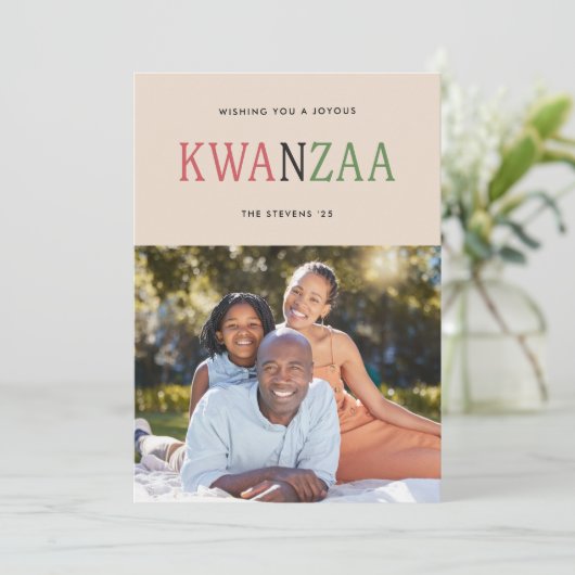 Modern Kwanzaa Typography 1-Photo シーズンカード (スタンド正面)