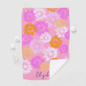 Modern Lady Golfer Custom Name Bright and Colorful ゴルフタオル (インサイチュ)