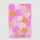 Modern Lady Golfer Custom Name Bright and Colorful ゴルフタオル (正面)