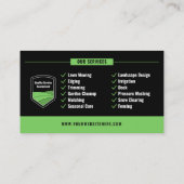 Modern Landscaping Lawn Mowing Black Green QR Code 名刺 (裏面)