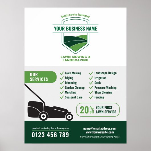 Modern Landscaping Lawn Mowing Marketing ポスター (正面)