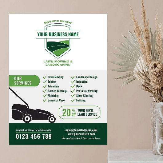 Modern Landscaping Lawn Mowing Marketing ポスター