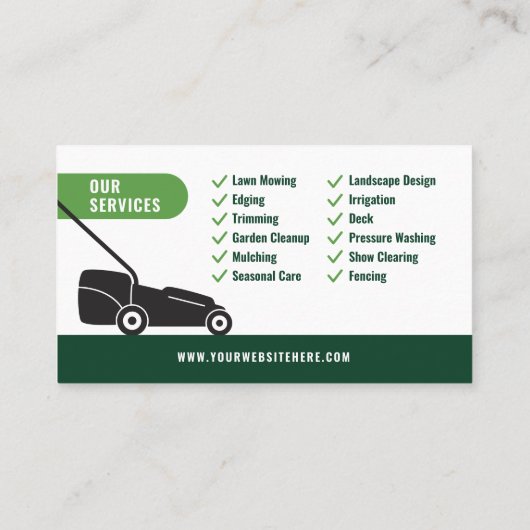 Modern Landscaping Lawn Mowing White & Green 名刺 (裏面)