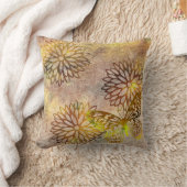 Modern Large Gold Flower Outlines Pillow クッション (ブランケット)
