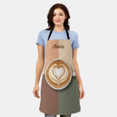Modern Latte Art Heart  エプロン (着用した状態)