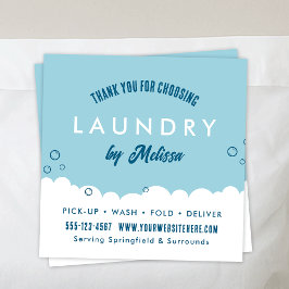 Modern Laundry Service Blue & White Thank You Card エンクロージャーカード