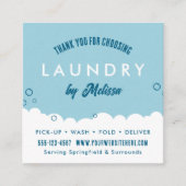 Modern Laundry Service Blue & White Thank You Card エンクロージャーカード (正面)