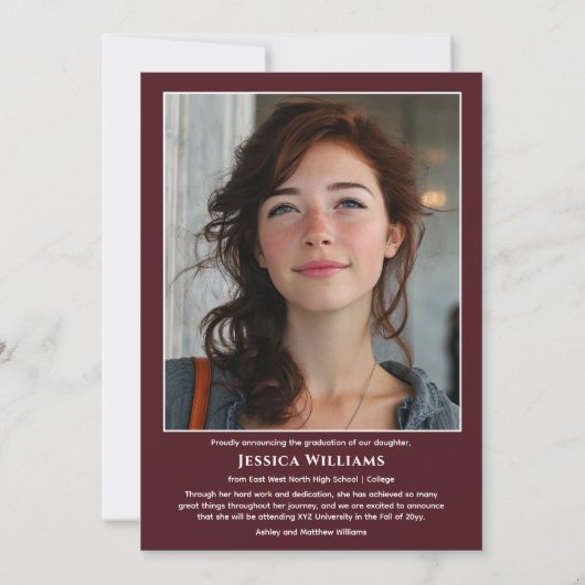 Modern Laurels 3 Photo Class of 2026 Graduation  案内状 (裏面)