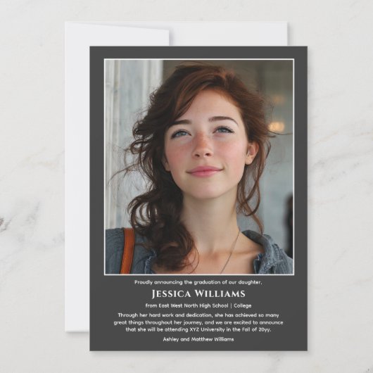 Modern Laurels 3 Photo Class of 2026 Graduation  案内状 (裏面)