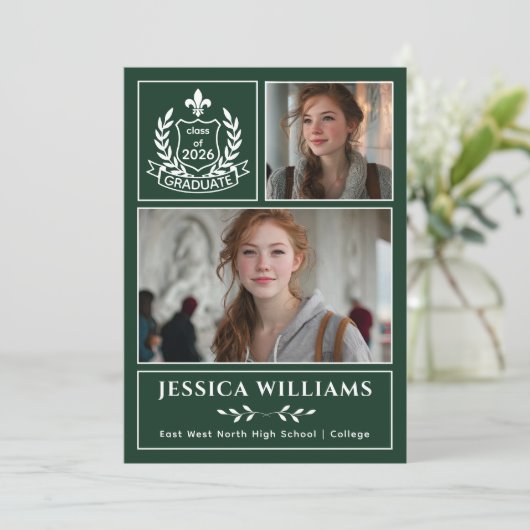 Modern Laurels 3 Photo Class of 2026 Graduation  案内状 (スタンド正面)