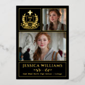 Modern Laurels 3 Photo Class of 2026 Graduation  箔招待状 (正面)