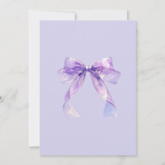 Modern Lavender Bow and Flowers Baby Shower 招待状 (裏面)