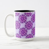 Modern Lavender & Purple Daisy Floral ツートーンマグカップ (左)