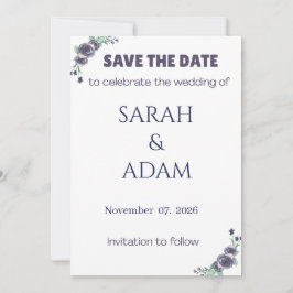 Modern Lavender Rose Wedding Save the Date Card セーブザデート