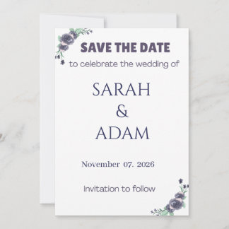 Modern Lavender Rose Wedding Save the Date Card セーブザデート