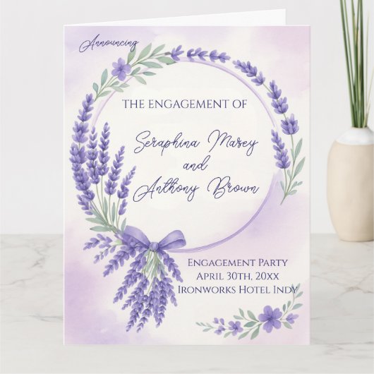 Modern Lavender Typography Engagement Party Invite カード (正面)