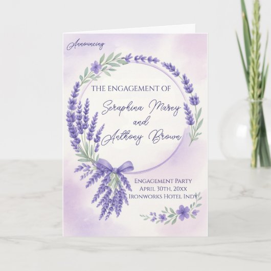 Modern Lavender Typography Engagement Party Invite カード (正面)