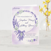 Modern Lavender Typography Engagement Party Invite カード (黄色い花)