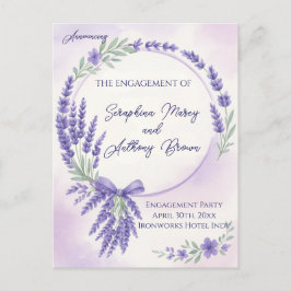 Modern Lavender Typography Engagement Party Invite 案内ポストカード