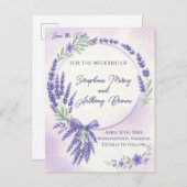 Modern Lavender Typography Save the Date Postcard 案内ポストカード (正面/裏面)