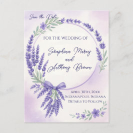 Modern Lavender Typography Save the Date Postcard 案内ポストカード